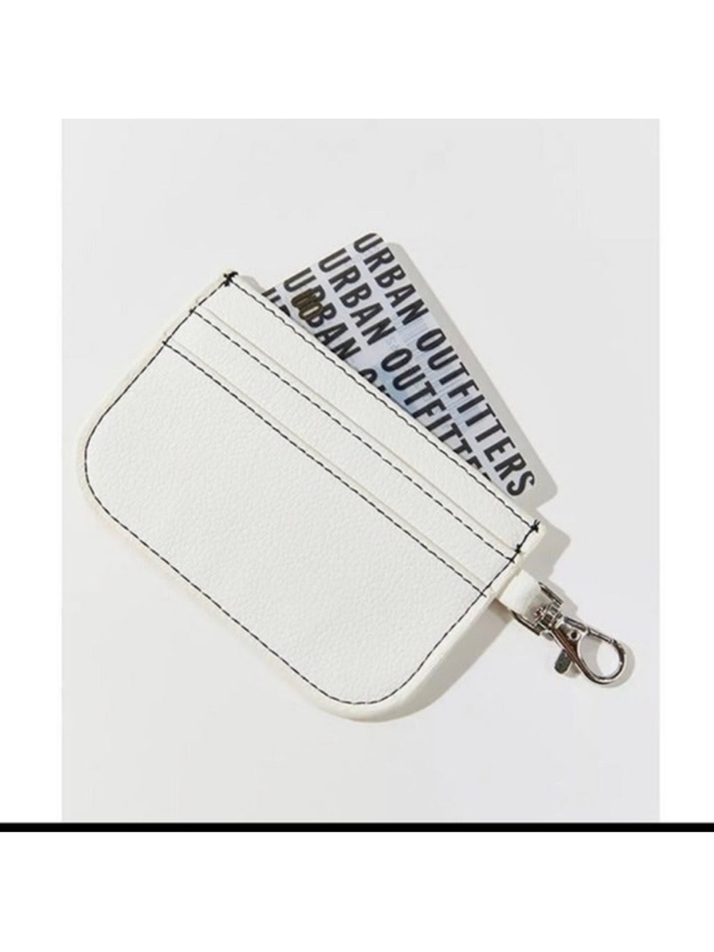 Urban Outfitters Devon Studded Cardholder White Silver Wallet Keychain NEW NWT - Picture 2 of 8